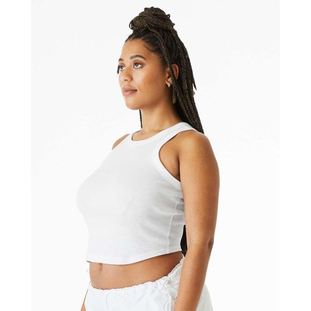 Women�'s Micro Rib Racer Tank / Solid White Blend - Picture 6 of 7